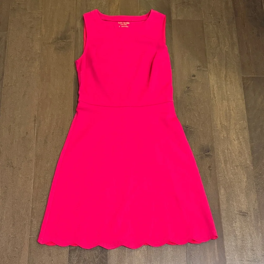 Kate Spade Pink Scallop Fit & Flare Dress Small Open Back Cocktail Mini